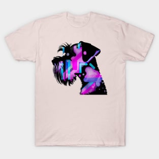 Miniature Schnauzer Futuristic Synthwave Artwork T-Shirt